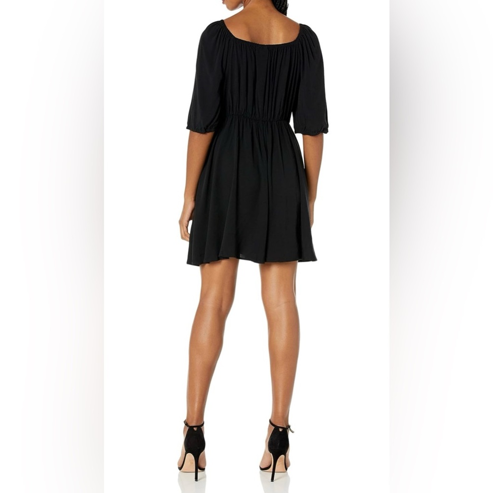 City Chic Black island Breeze Puff Sleeve V-Neck Sundress